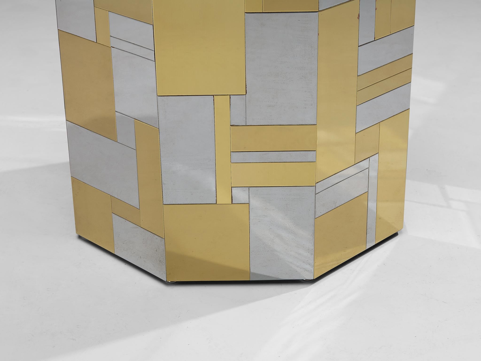 Paul Evans for Directional 'Cityscape' PE200 Side Table in Chrome and Brass