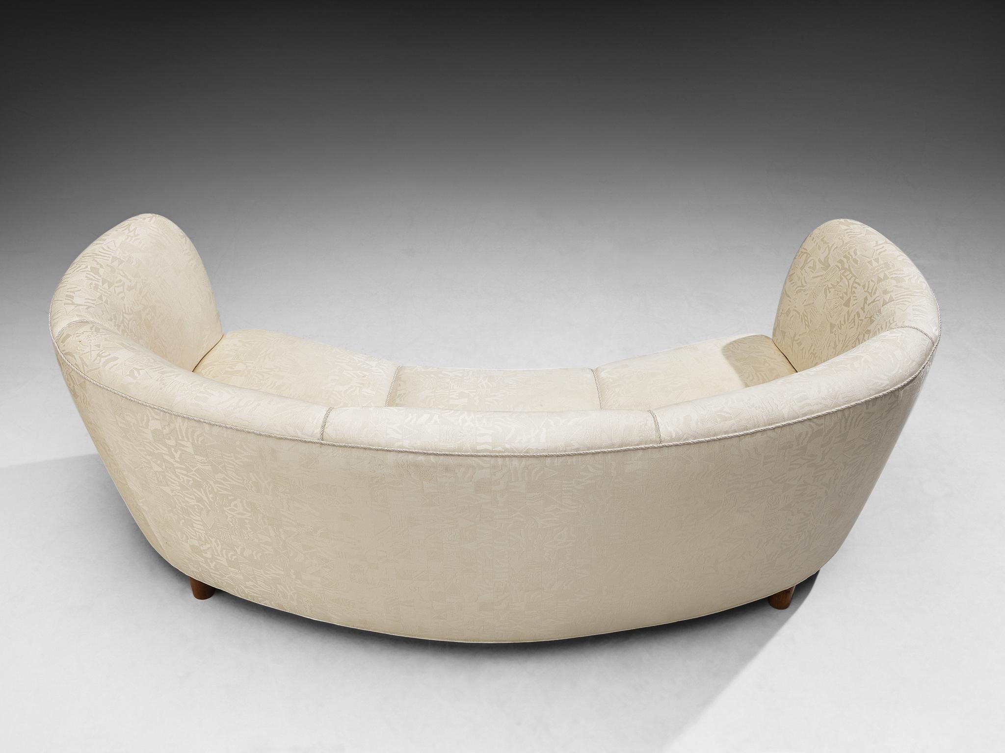 Danish Banana Sofa in Patterned Off White Upholstery