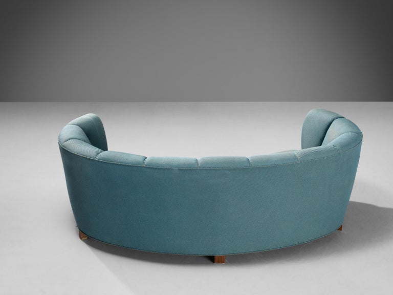 Danish Banana Sofa in Turquoise Upholstery