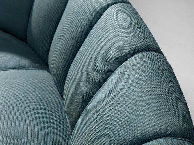 Danish Banana Sofa in Turquoise Upholstery