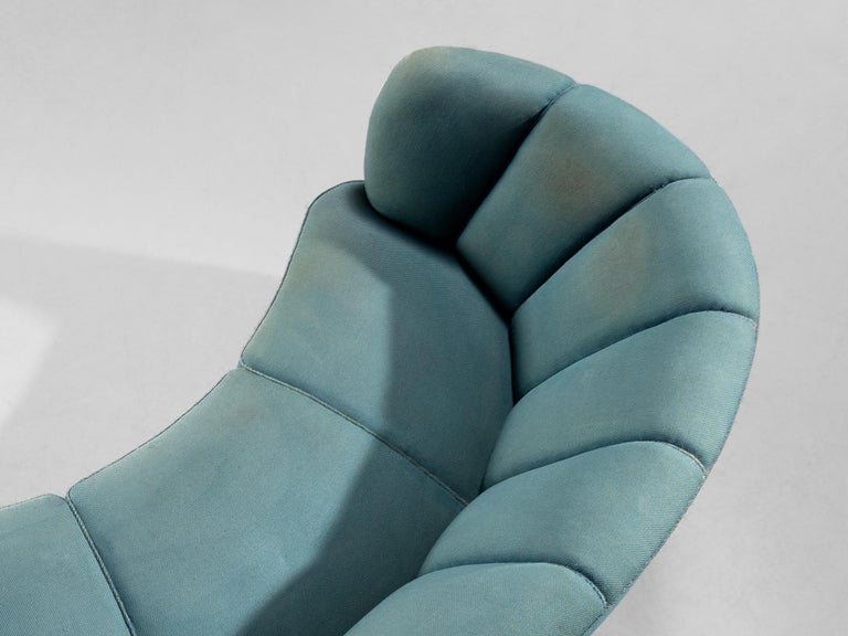 Danish Banana Sofa in Turquoise Upholstery