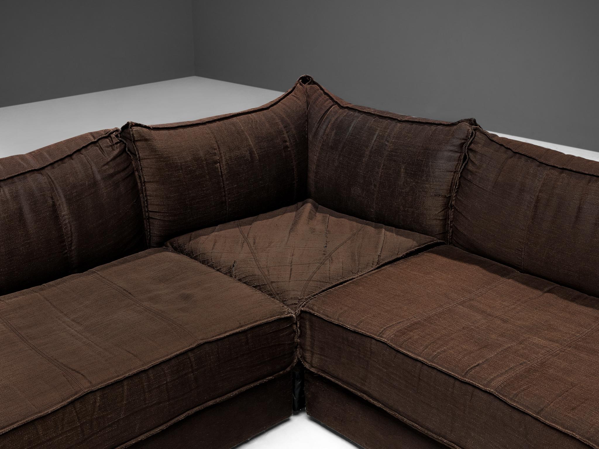 De Sede 'Pagoda' DS-19 Sectional Sofa in Dark Brown Upholstery