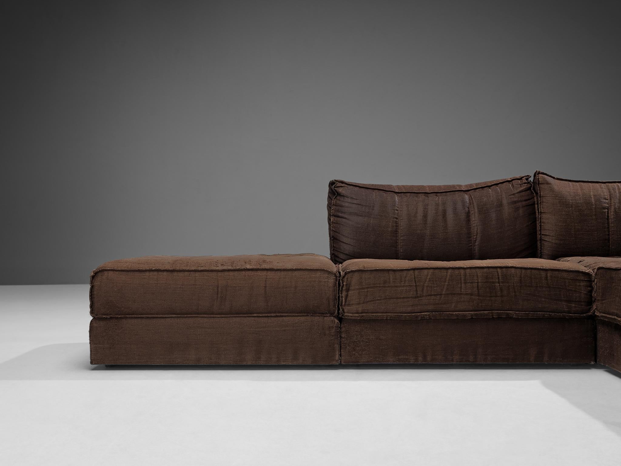 De Sede 'Pagoda' DS-19 Sectional Sofa in Dark Brown Upholstery