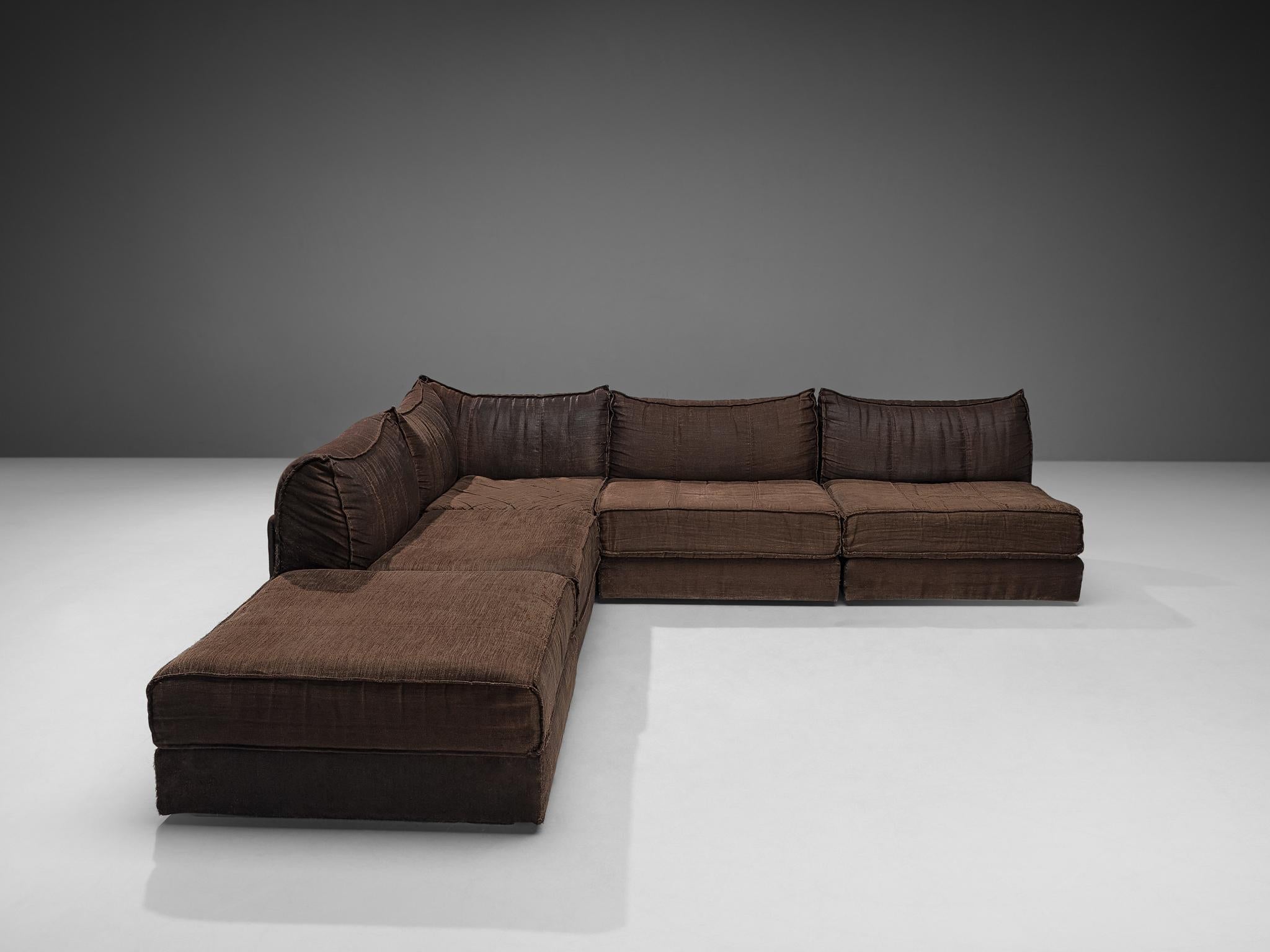 De Sede 'Pagoda' DS-19 Sectional Sofa in Dark Brown Upholstery