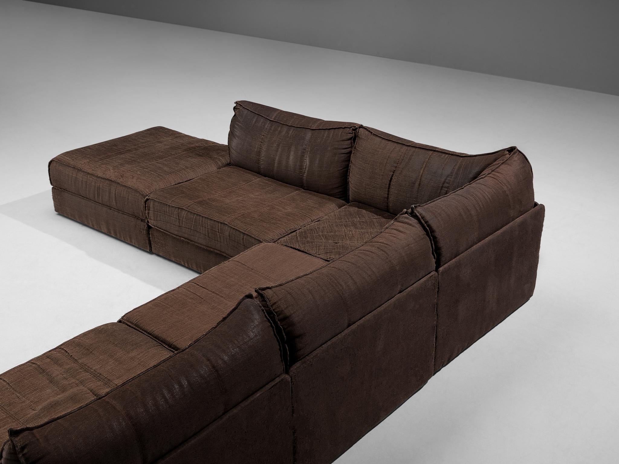 De Sede 'Pagoda' DS-19 Sectional Sofa in Dark Brown Upholstery