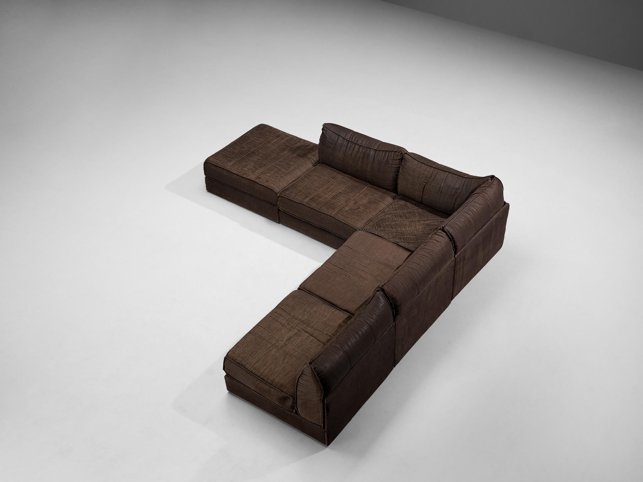 De Sede 'Pagoda' DS-19 Sectional Sofa in Dark Brown Upholstery