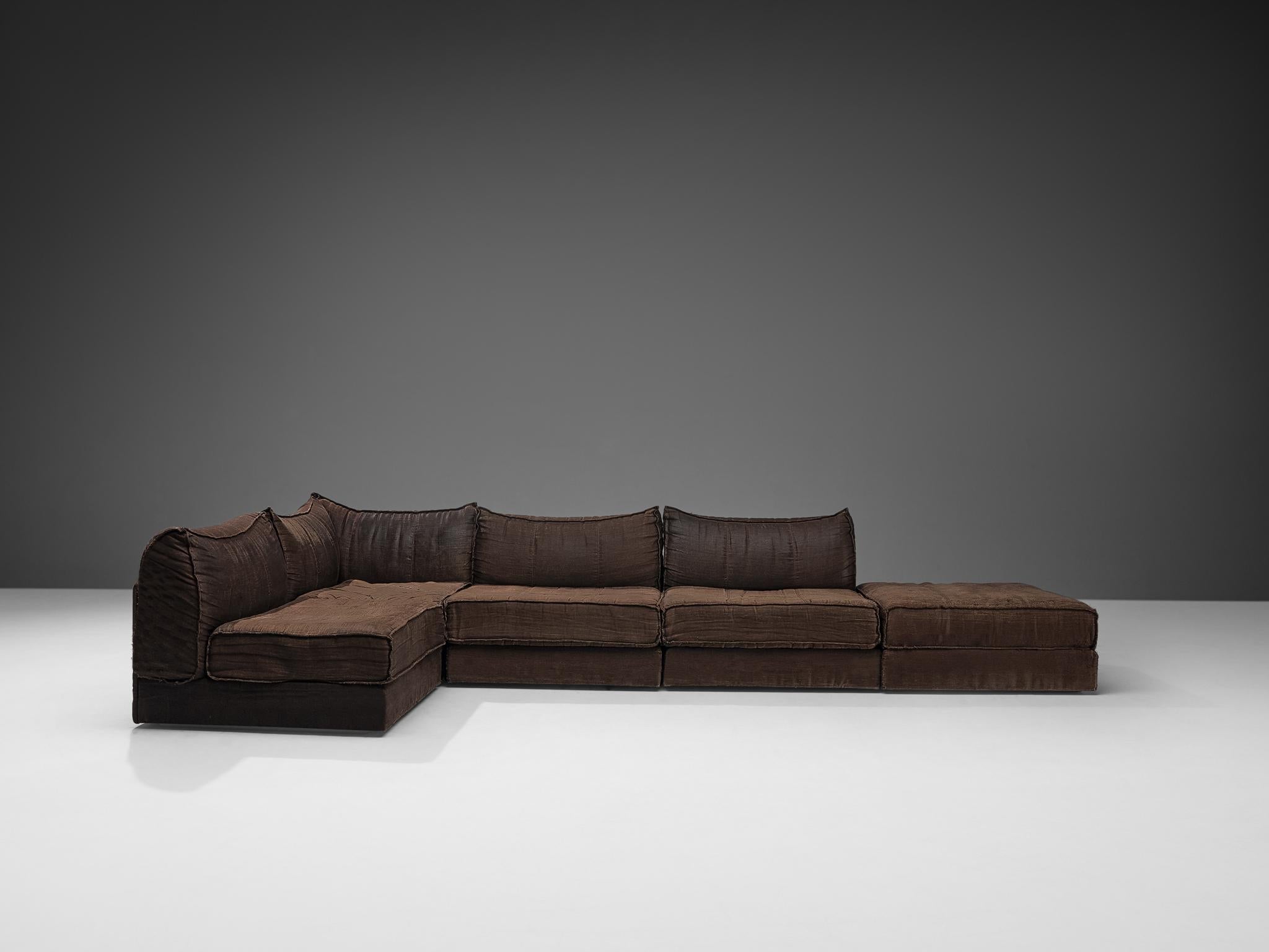 De Sede 'Pagoda' DS-19 Sectional Sofa in Dark Brown Upholstery