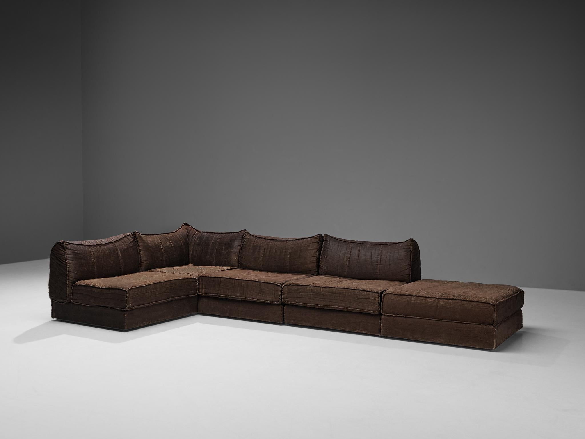 De Sede 'Pagoda' DS-19 Sectional Sofa in Dark Brown Upholstery