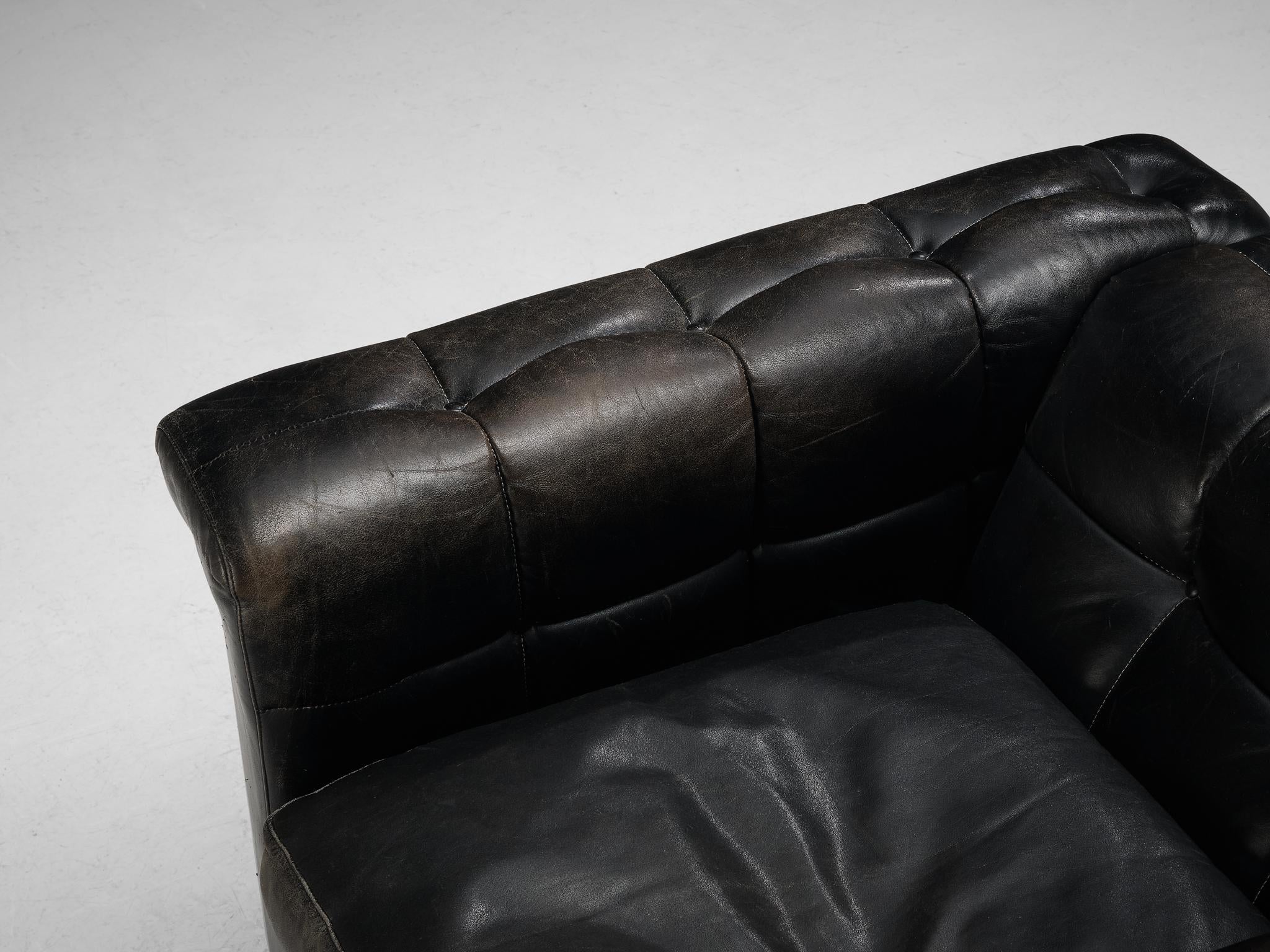 Cubic Lounge Chair in Black Leather