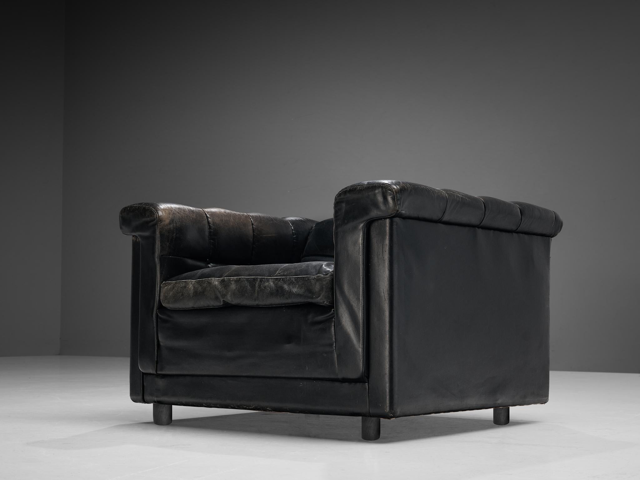 Cubic Lounge Chair in Black Leather