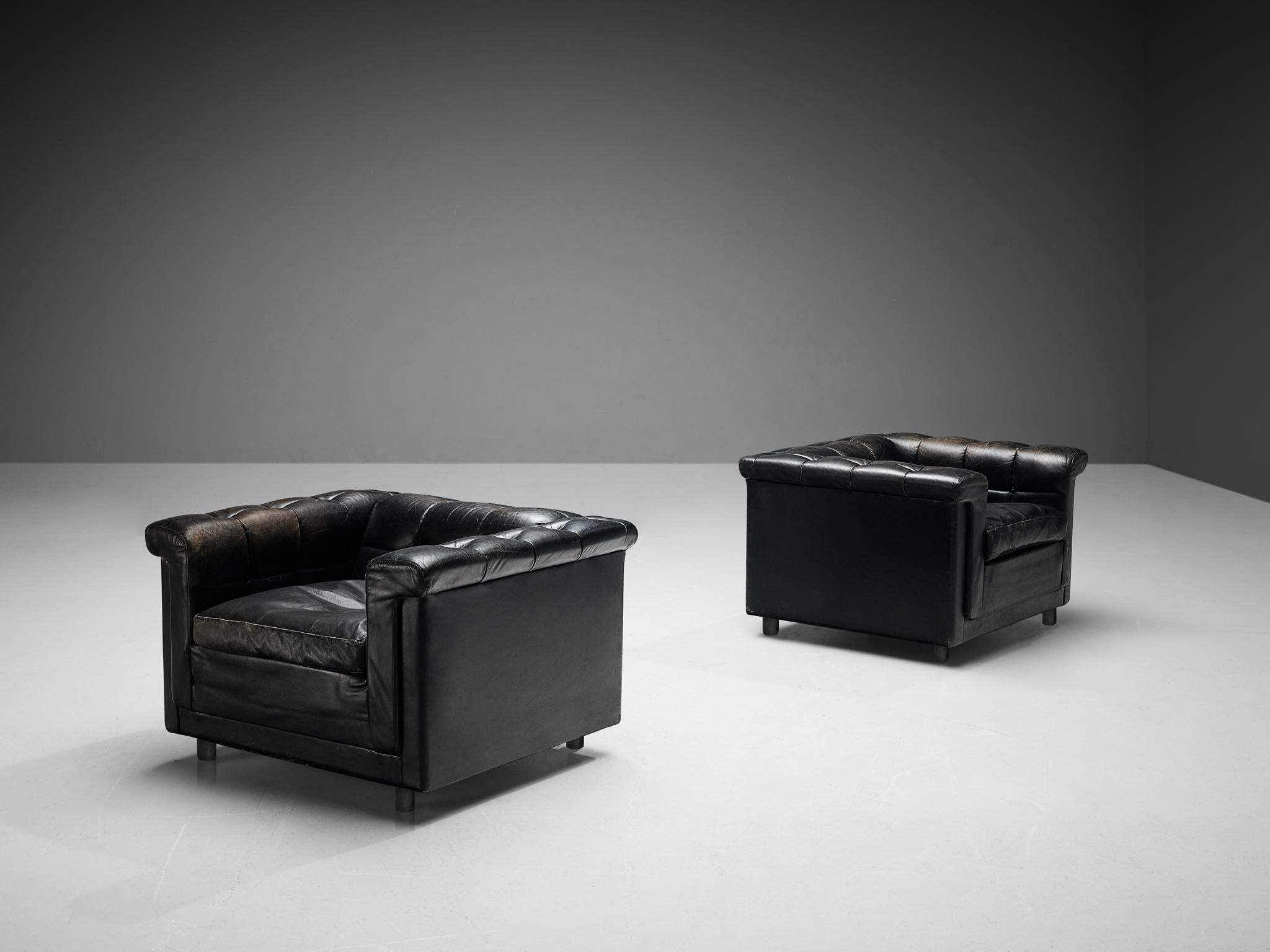 Cubic Lounge Chair in Black Leather