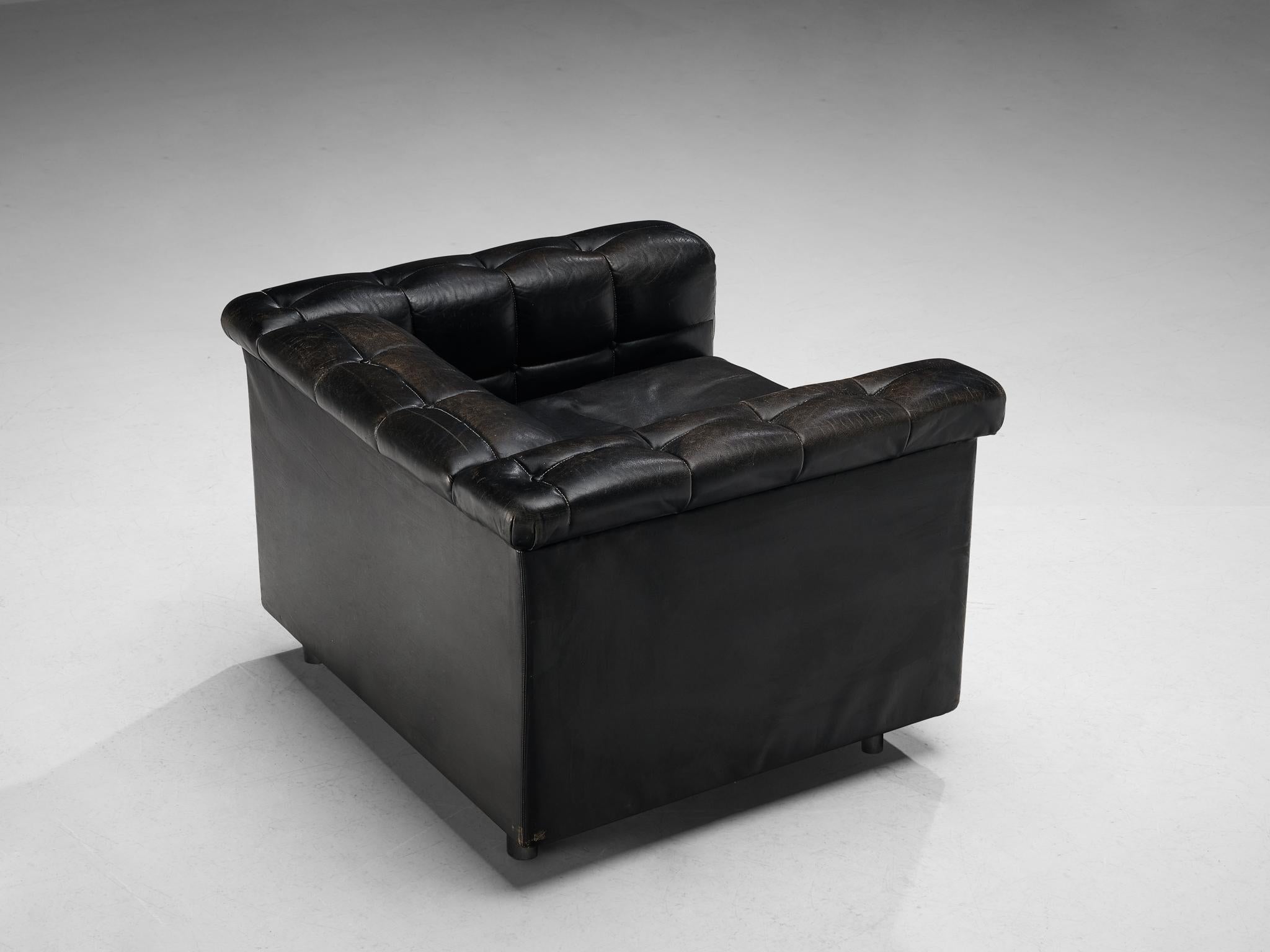 Cubic Lounge Chair in Black Leather