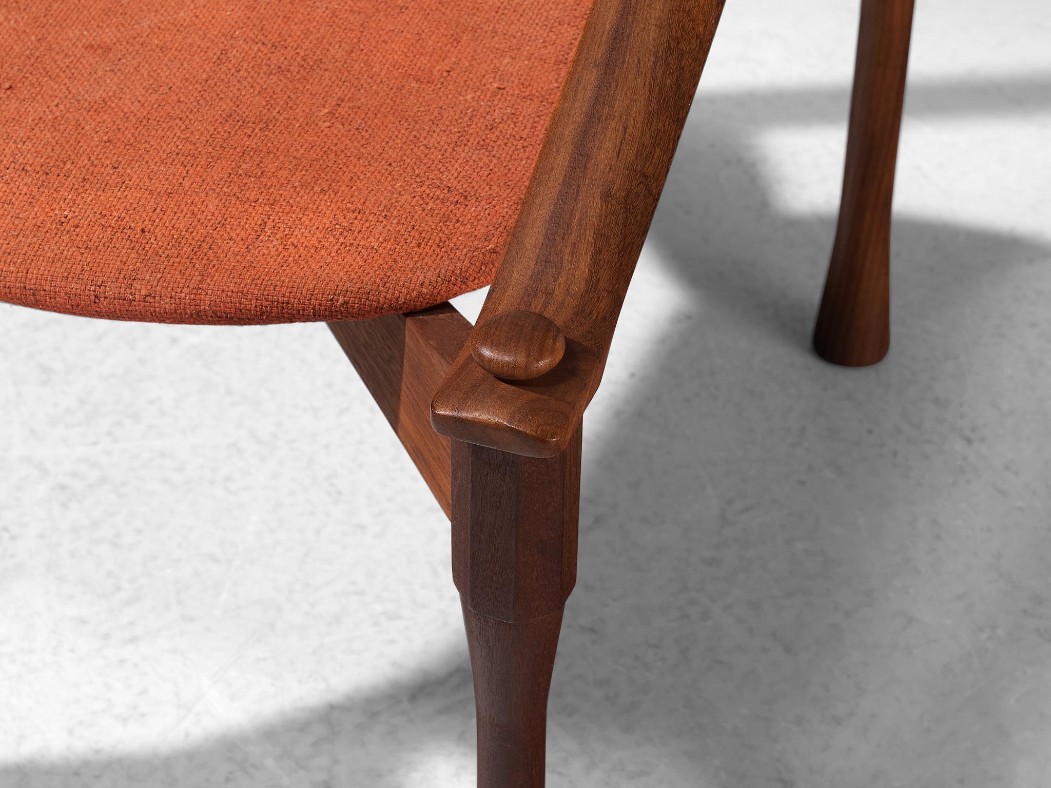 Giulio Moscatelli Armchair in Teak and Red Upholstery