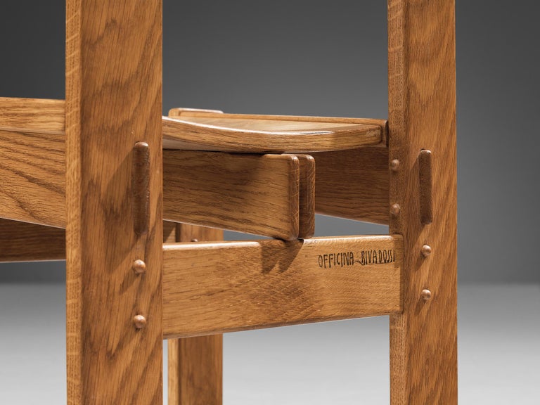 Giuseppe Rivadossi Set of Eight Dining Chairs in Oak