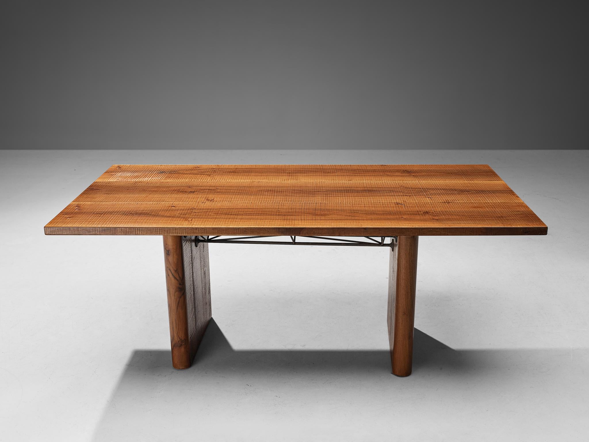 Giuseppe Rivadossi for Officina Rivadossi Writing Desk in Walnut and Iron