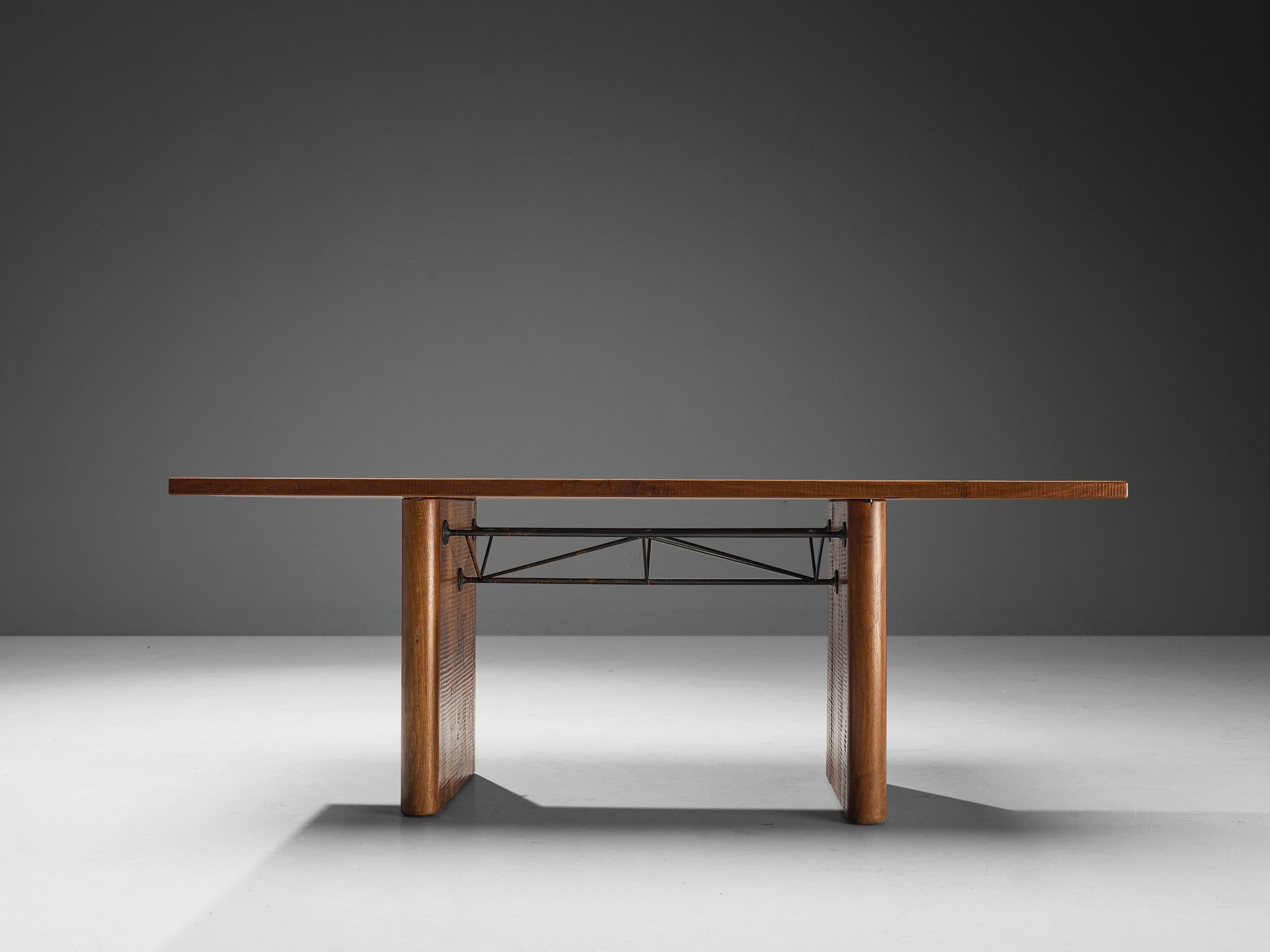 Giuseppe Rivadossi for Officina Rivadossi Writing Desk in Walnut and Iron