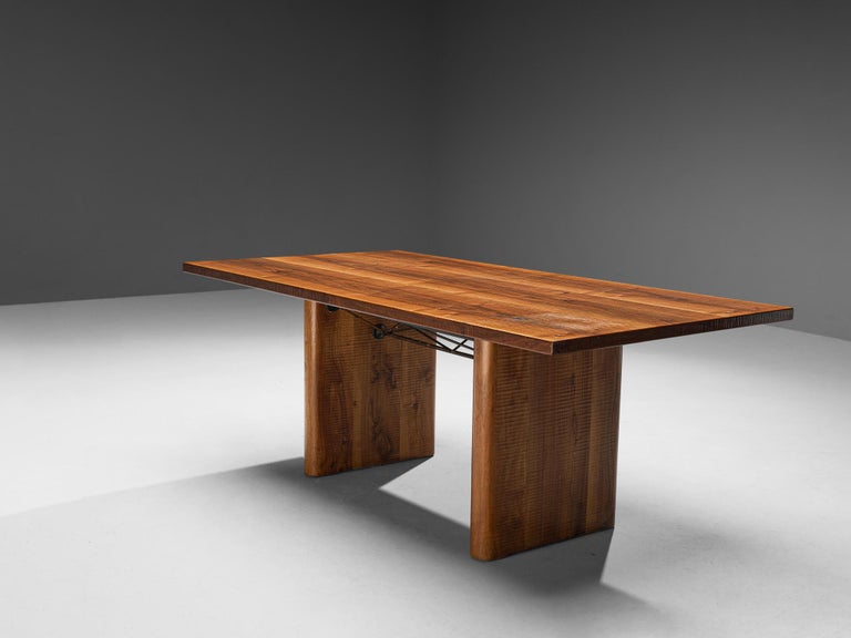 Giuseppe Rivadossi for Officina Rivadossi Table in Walnut and Iron