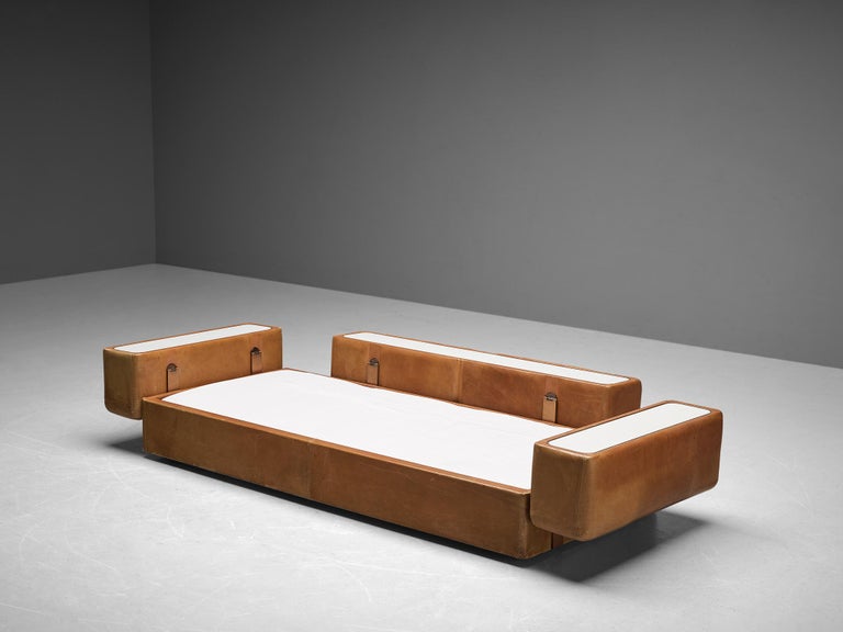 Tito Agnoli for Cinova Daybed Sofa in Cognac Leather