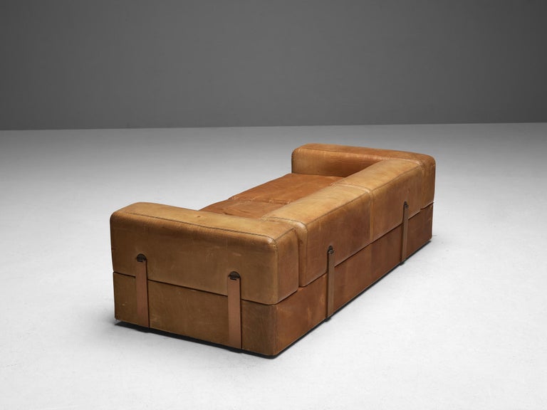 Tito Agnoli for Cinova Daybed Sofa in Cognac Leather