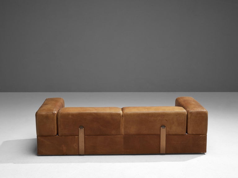 Tito Agnoli for Cinova Daybed Sofa in Cognac Leather