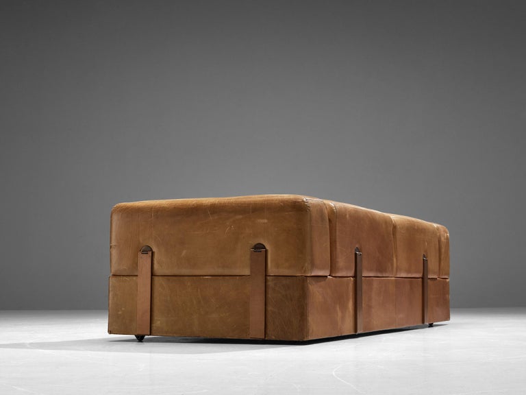 Tito Agnoli for Cinova Daybed Sofa in Cognac Leather