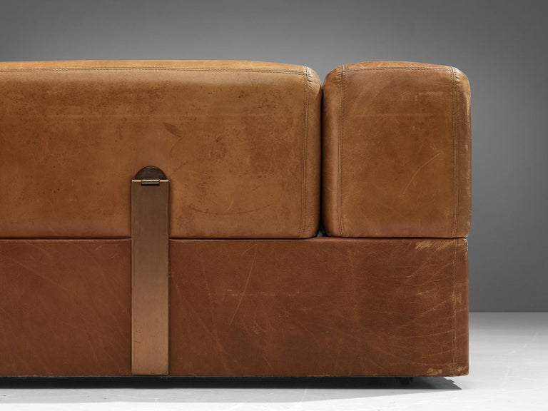 Tito Agnoli for Cinova Daybed Sofa in Cognac Leather