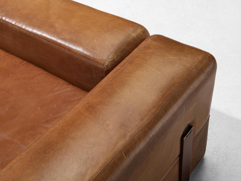 Tito Agnoli for Cinova Daybed Sofa in Cognac Leather