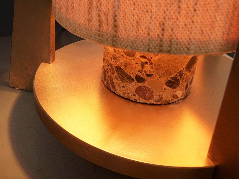 Tripod Table Lamp in Terrazzo Stone and Steel