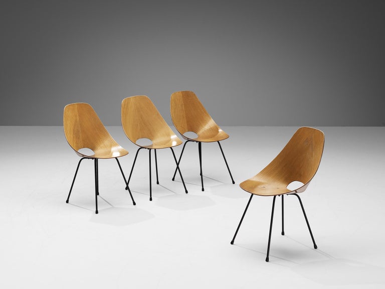 Vittorio Nobili Set of Four 'Medea' Dining Chairs in Ash and Metal