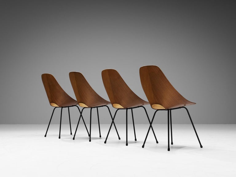 Vittorio Nobili Set of Four 'Medea' Dining Chairs in Ash and Metal