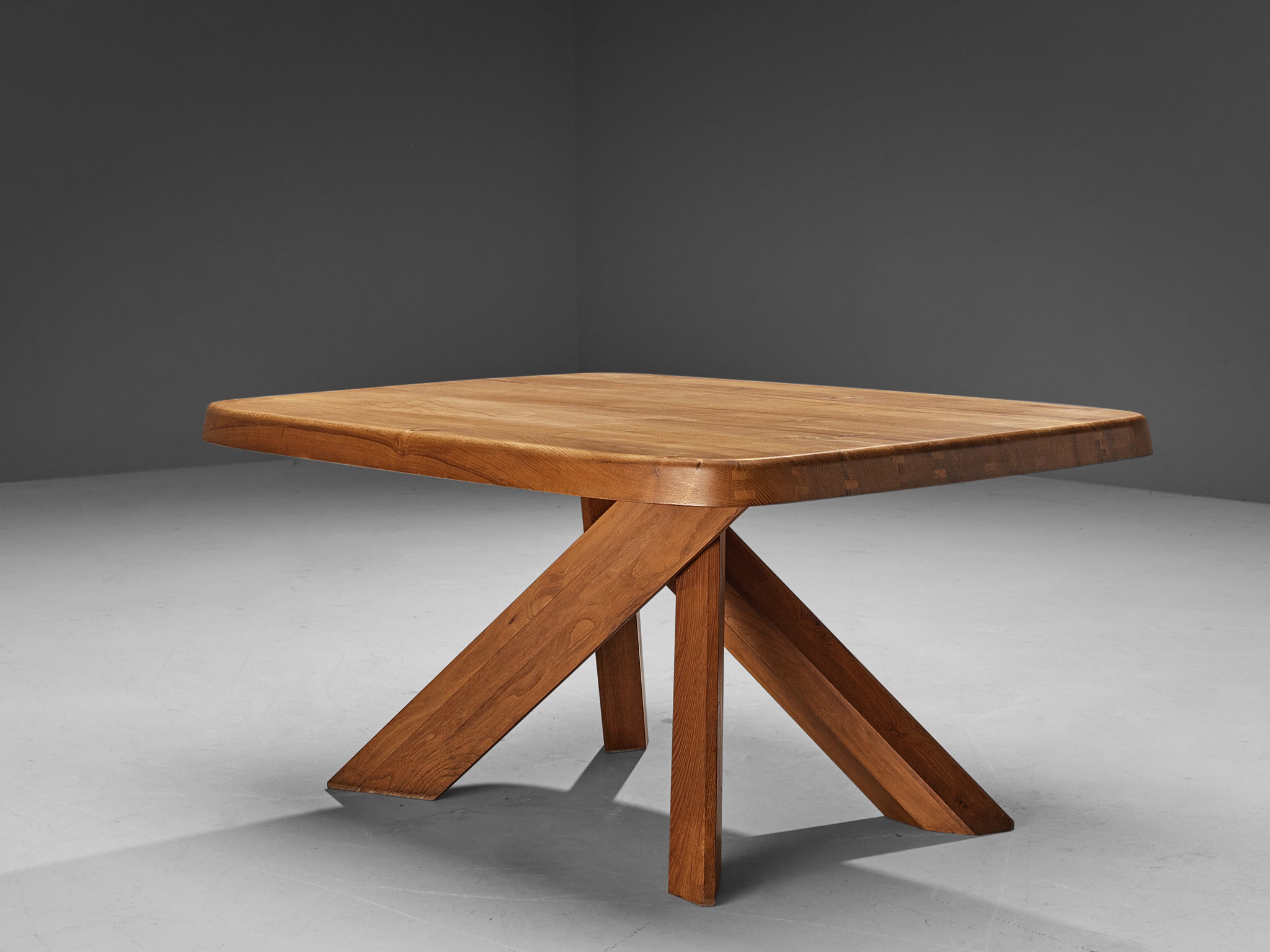 Early Pierre Chapo Dining Table Model 'Aban T35B' in Solid Elm