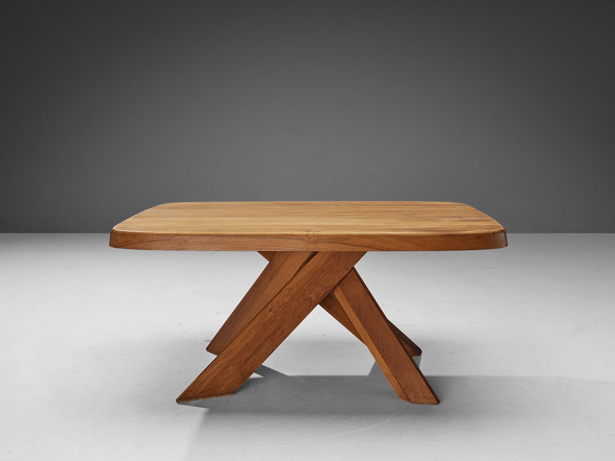 Early Pierre Chapo Dining Table Model 'Aban T35B' in Solid Elm