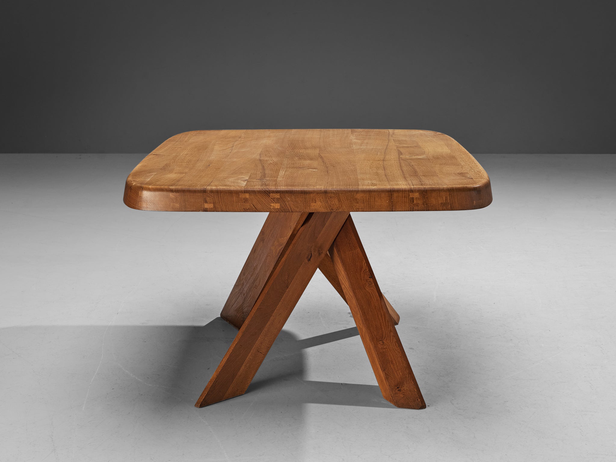 Early Pierre Chapo Dining Table Model 'Aban T35B' in Solid Elm