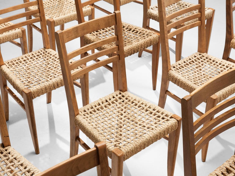 Adrien Audoux & Frida Minet Set of Eight Dining Chairs in Braided Hemp