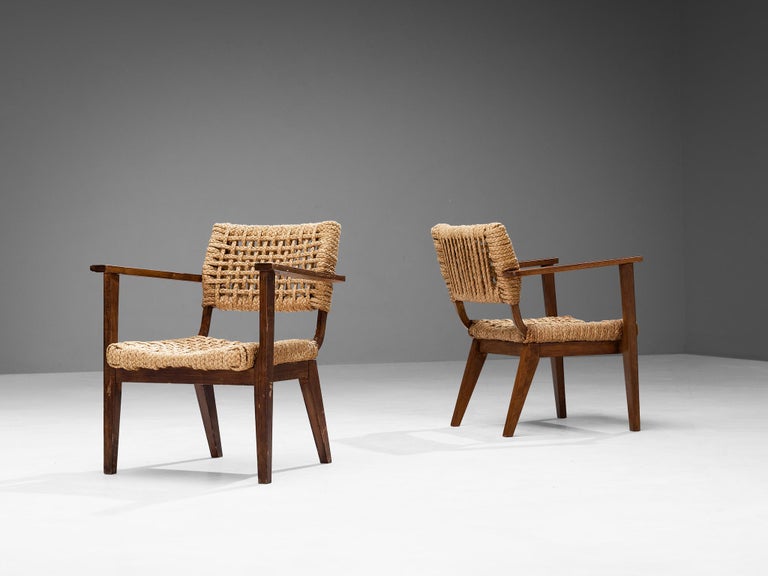 Adrian & Frida Minet for Vibo Pair of Armchairs in Wicker Straw