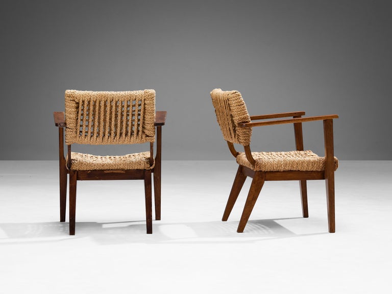 Adrian & Frida Minet for Vibo Pair of Armchairs in Wicker Straw