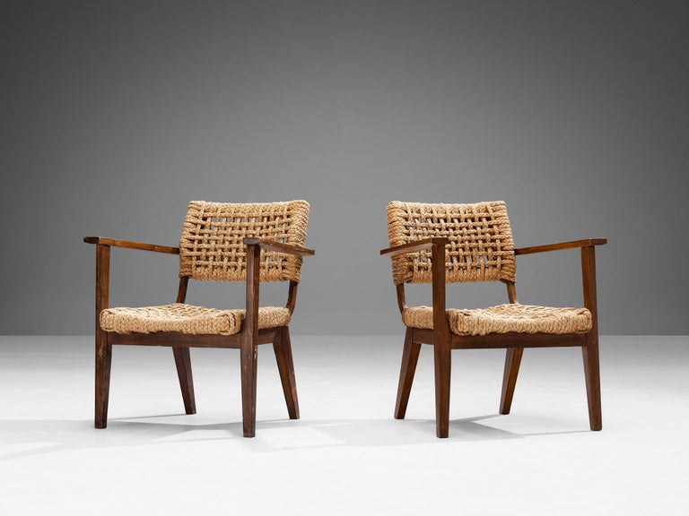 Adrian & Frida Minet for Vibo Pair of Armchairs in Wicker Straw