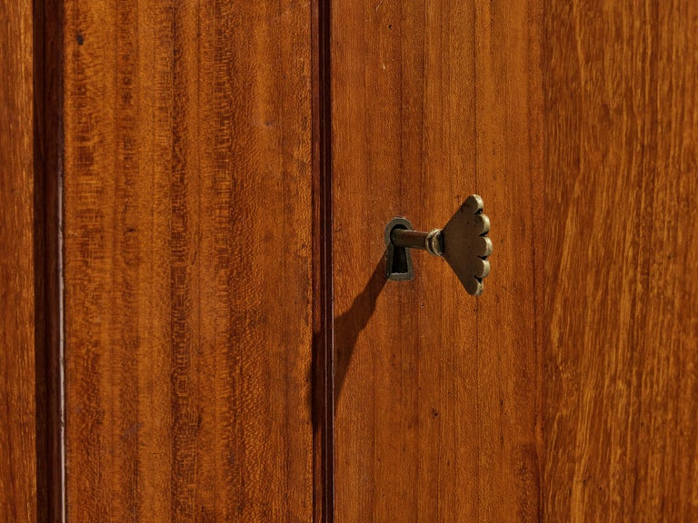 Unique Italian Highboard with Illuminated Interior in Mahogany and Brass