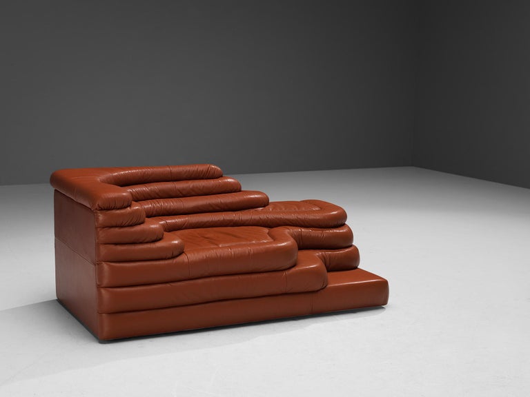 Ubald Klug for De Sede 'Terrazza' Landscape in Red Brown Leather