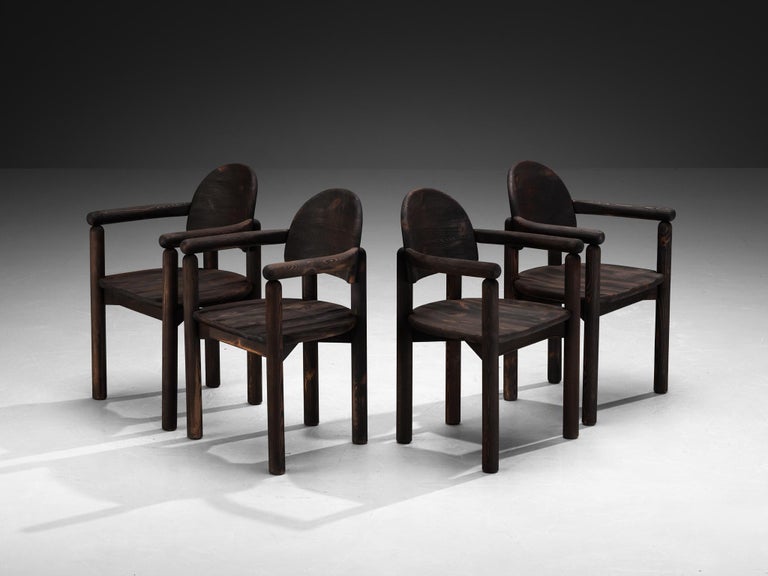 Rainer Daumiller Set of Four Armchairs in Darkened Pine