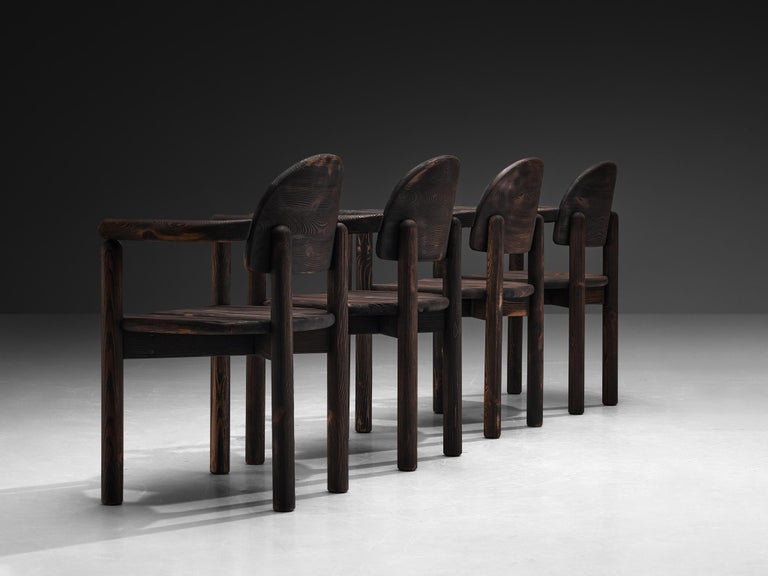 Rainer Daumiller Set of Four Armchairs in Darkened Pine