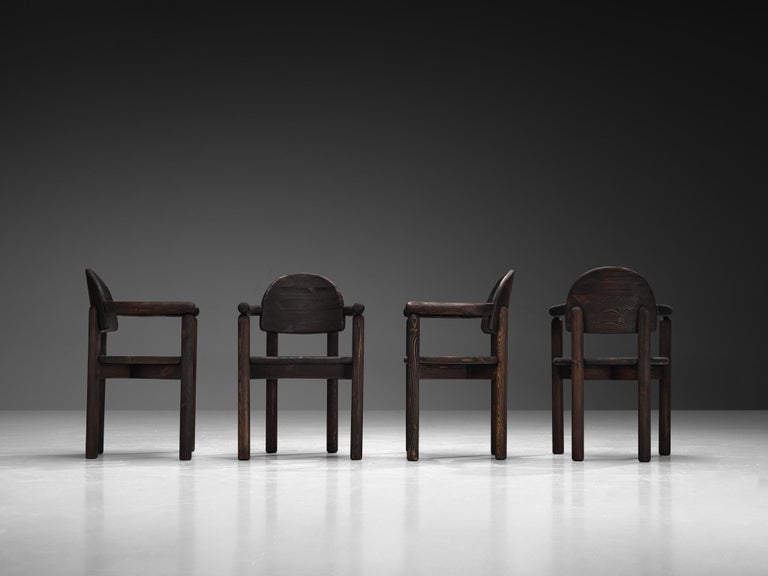 Rainer Daumiller Set of Four Armchairs in Darkened Pine