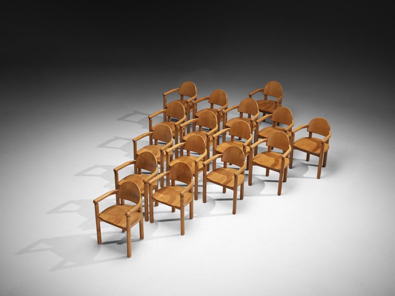 Rainer Daumiller Set of Sixteen Dining Chairs in Pine