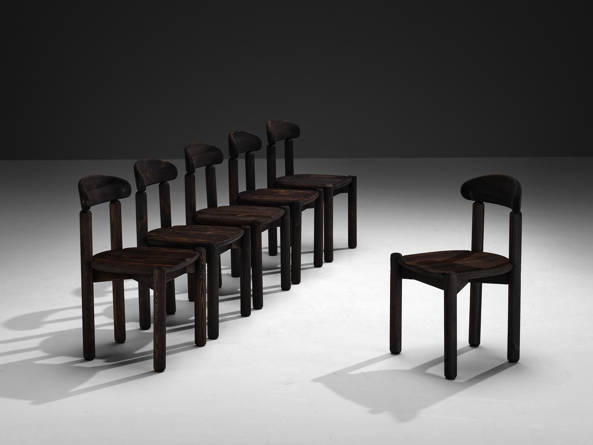 Rainer Daumiller Set of Six Dining Chairs in Darkened Pine