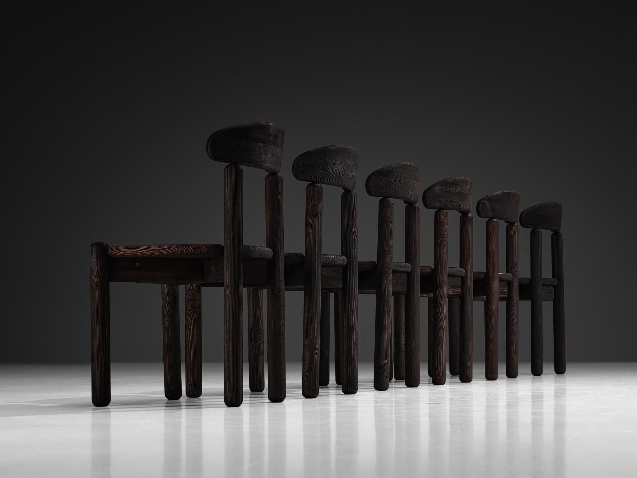 Rainer Daumiller Set of Six Dining Chairs in Darkened Pine