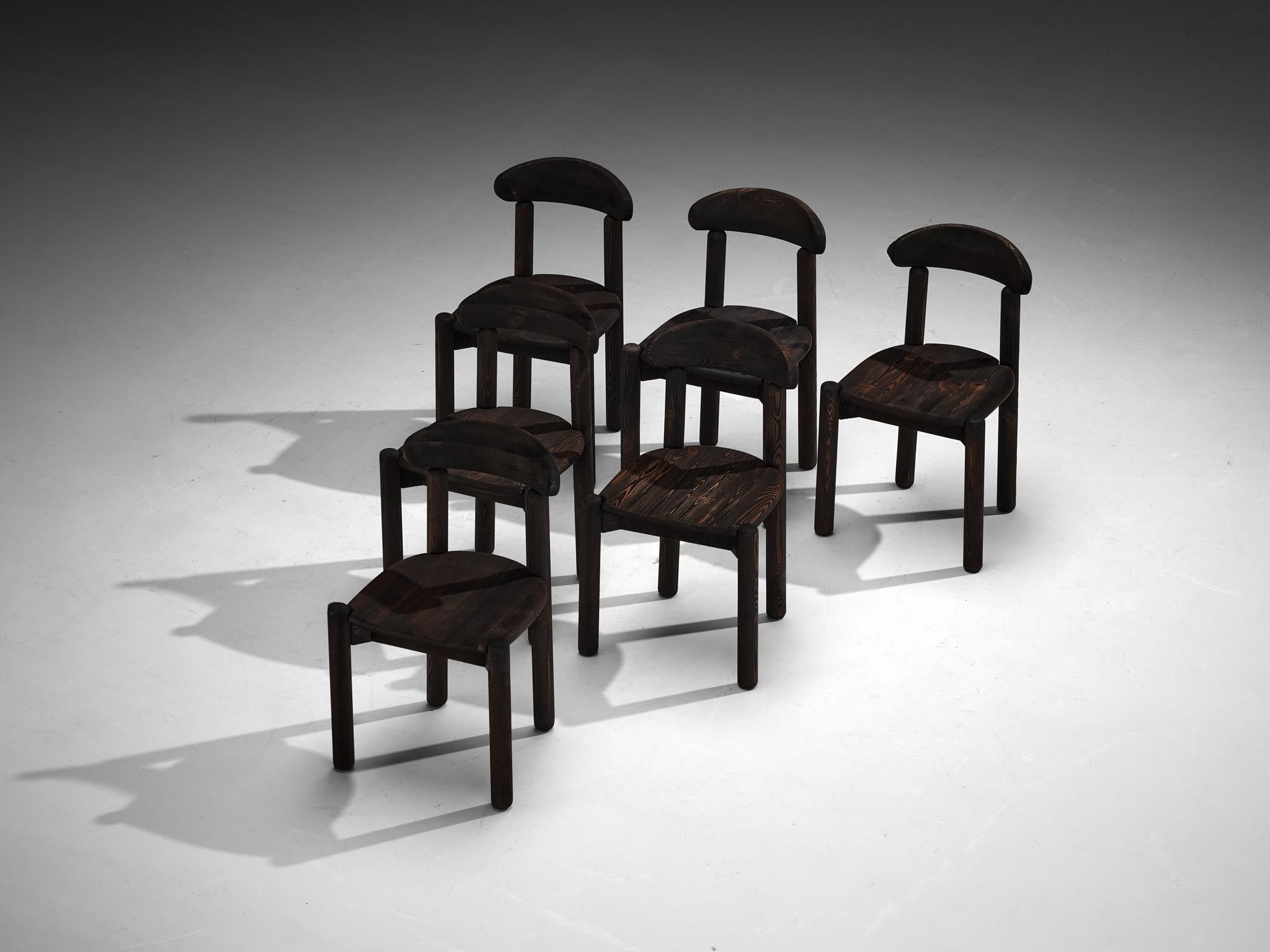 Rainer Daumiller Set of Six Dining Chairs in Darkened Pine