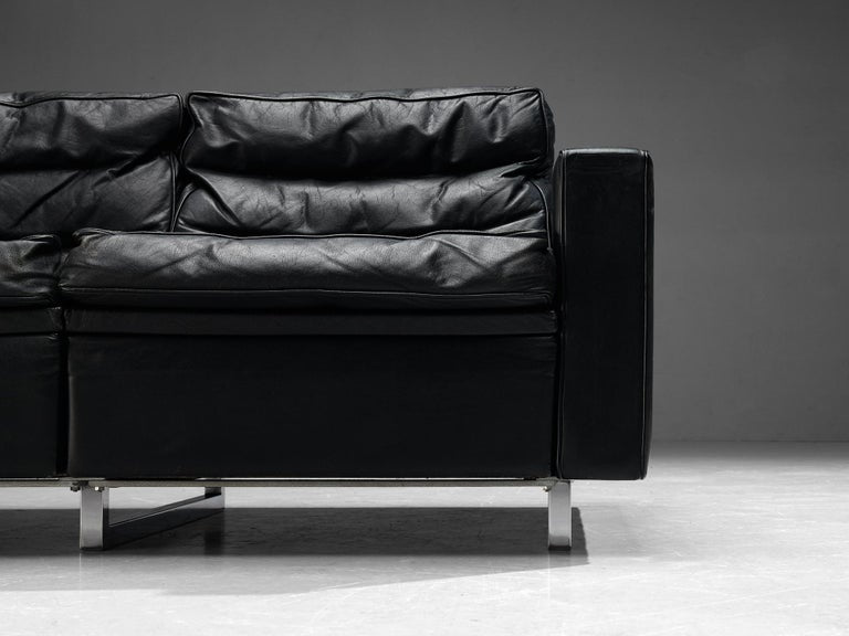 Two Seat Sofa in Black Leather