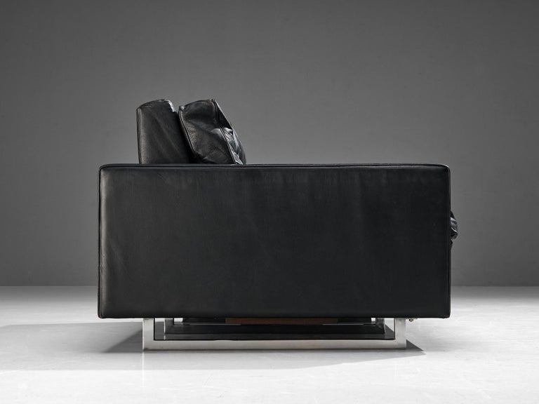 Two Seat Sofa in Black Leather