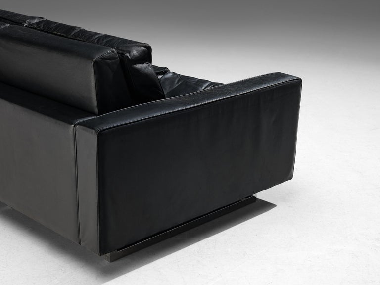 Two Seat Sofa in Black Leather