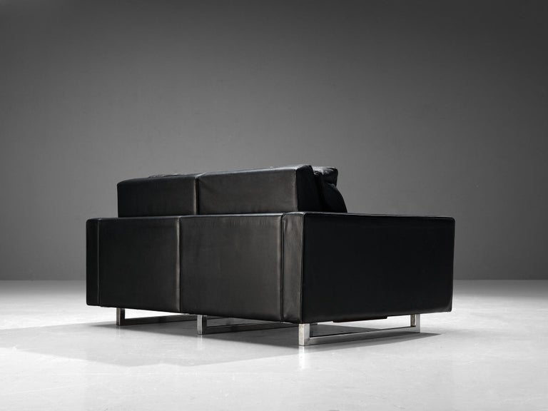 Two Seat Sofa in Black Leather